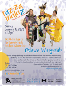 Poster for Odawa Wiingushk performance showing a group of indigious dancers